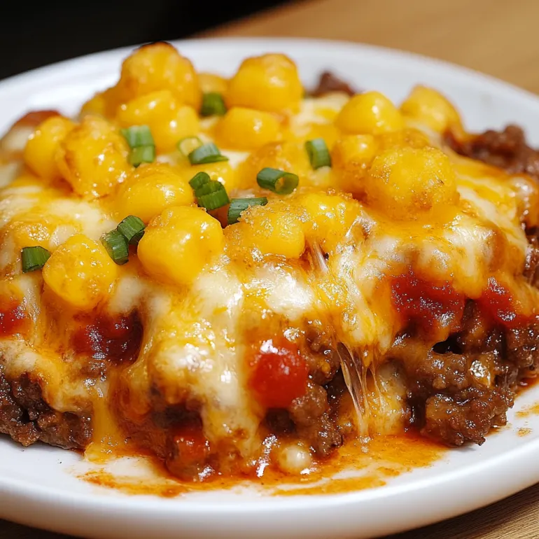 O farfurie cu cowboy casserole, porumb și brânză.