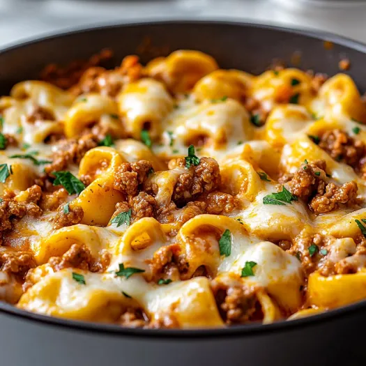 Un bol plin cu tortellini cu carne și brânză.