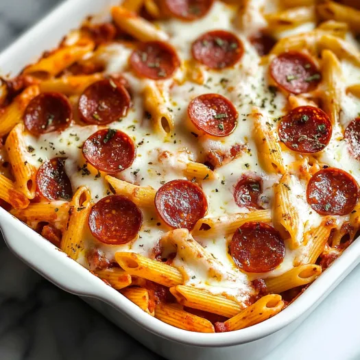 Un vas cu paste și pepperoni.