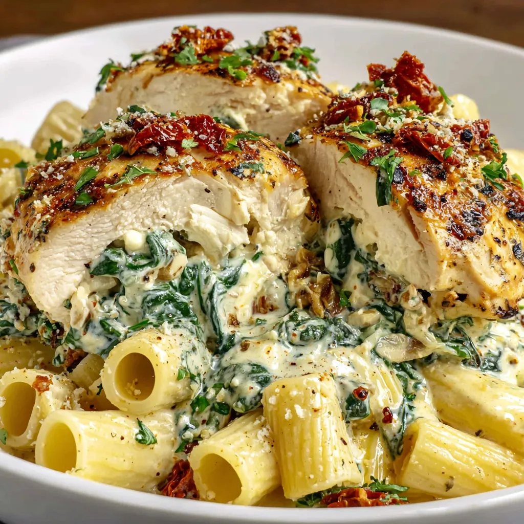 A plate of food with chicken and spinach.