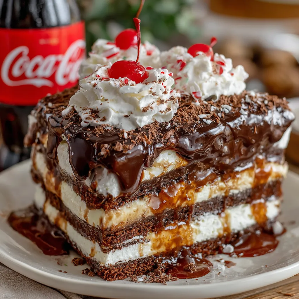 A slice of Coca-Cola Fudge Layer Cake.
