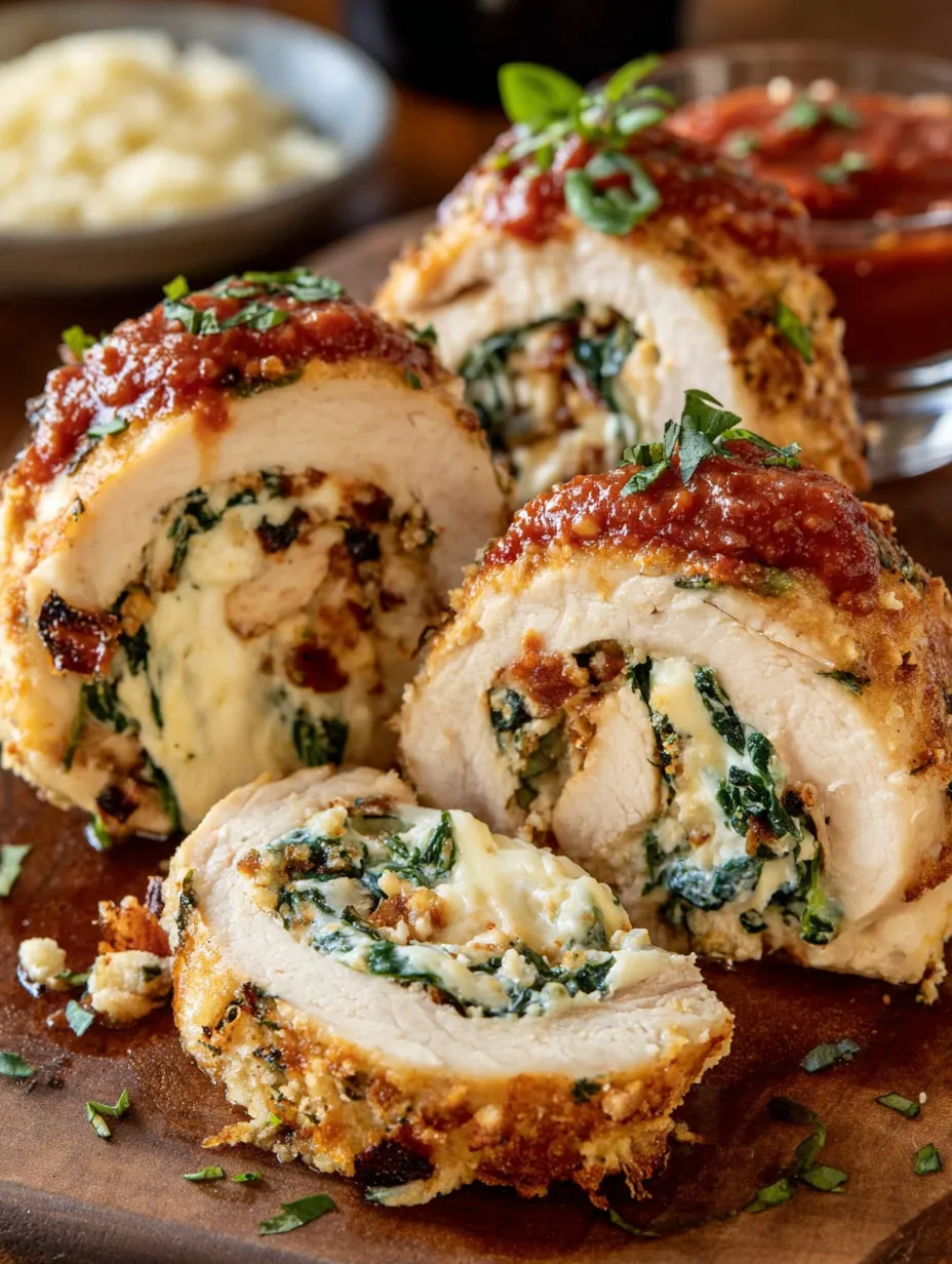 Chicken Spinach Cheese Rollatini.