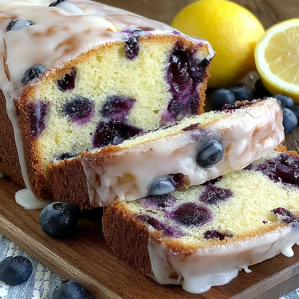 A slice of lemon blueberry pound cake.