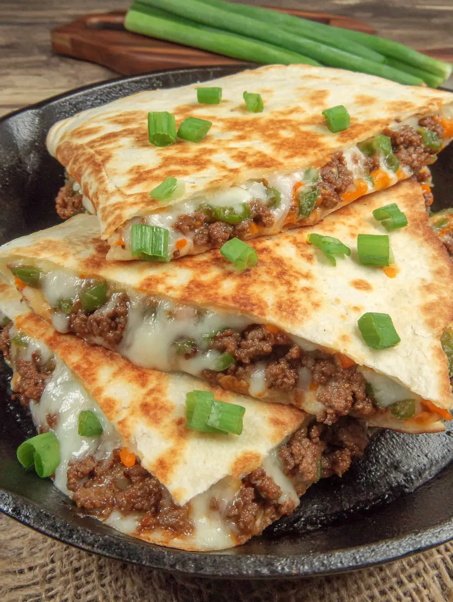 A plate of Korean beef quesadillas.