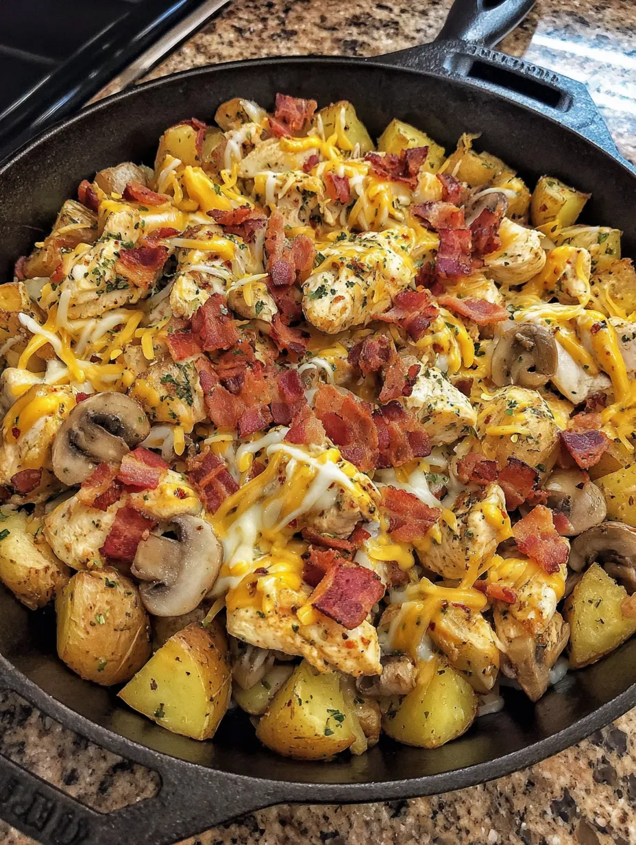 A delicious chicken and potato dish.