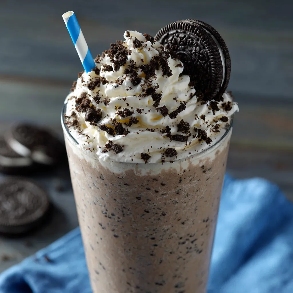 A cup of cookies and cream frappuccino.