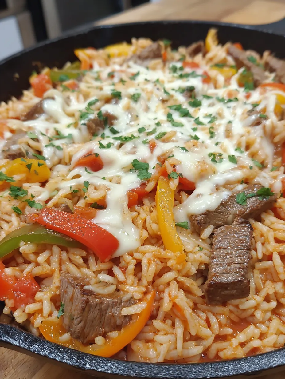 A delicious meal of steak and peppers.