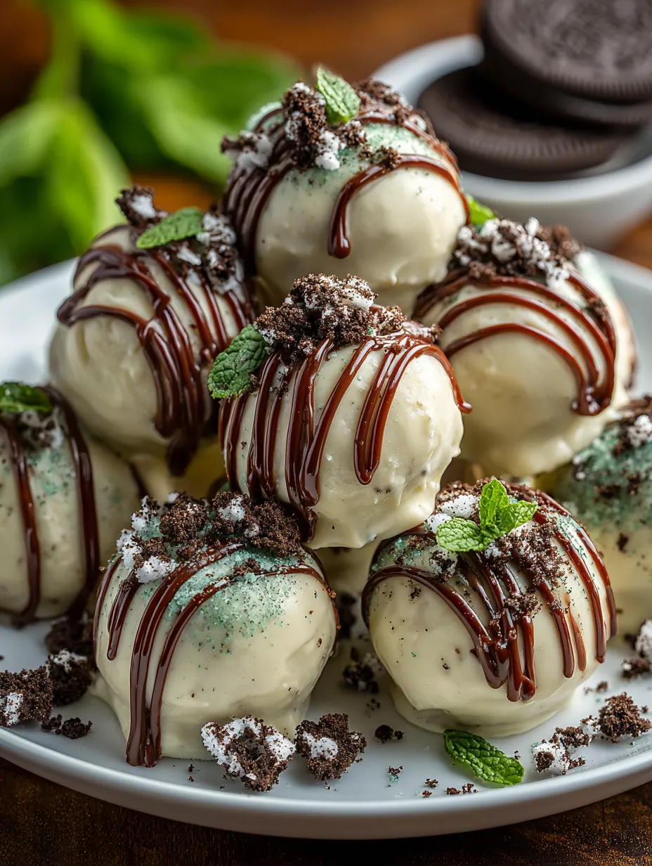 A plate of mint oreo truffles.