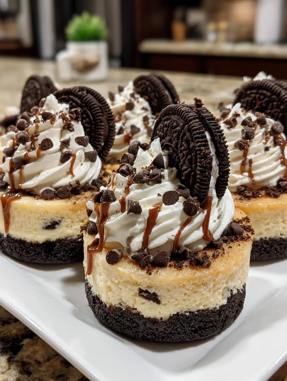 Oreo cheesecake cookie cups on a plate.