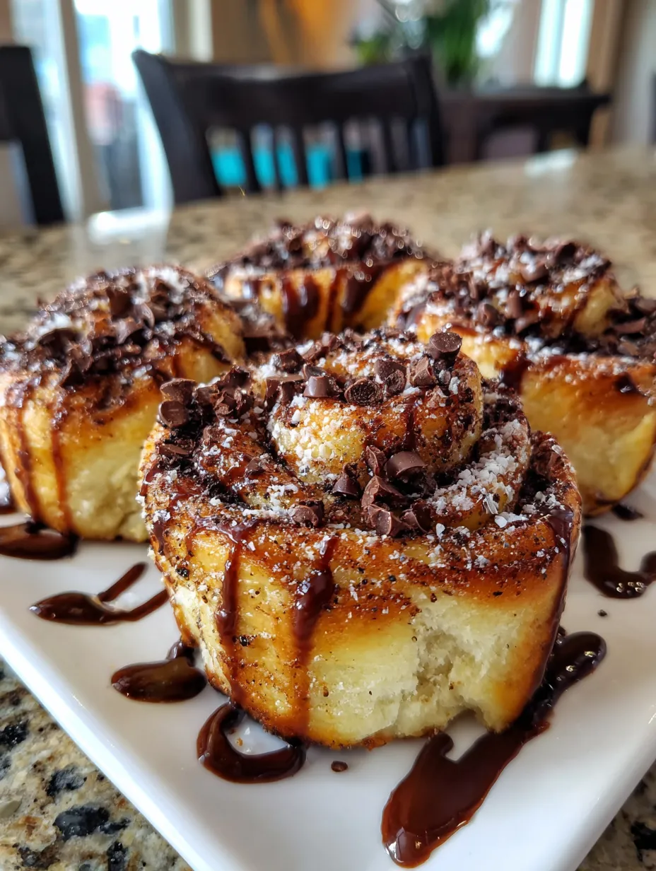 Chocolate chip cruffins on a plate.