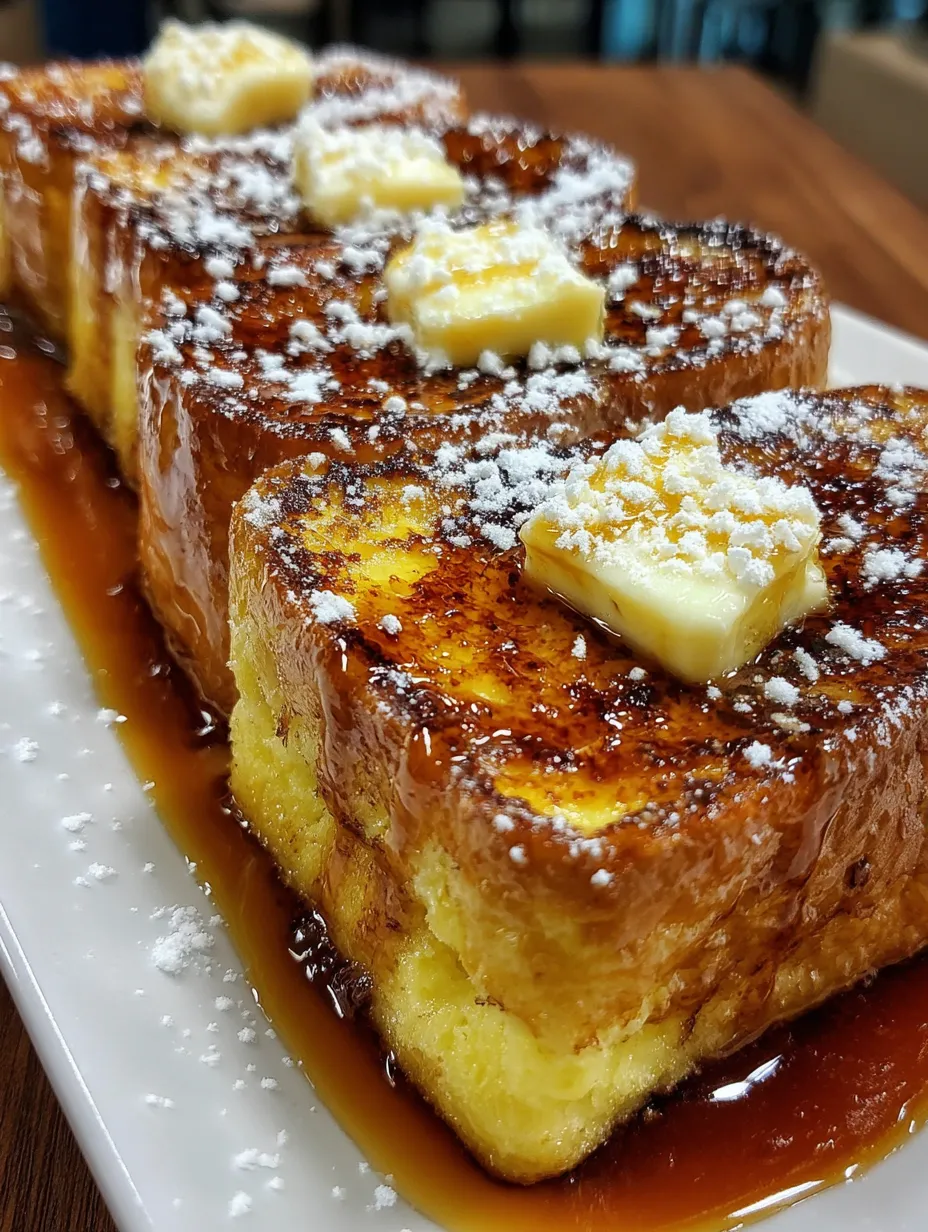 French toast with powdered sugar and butter.