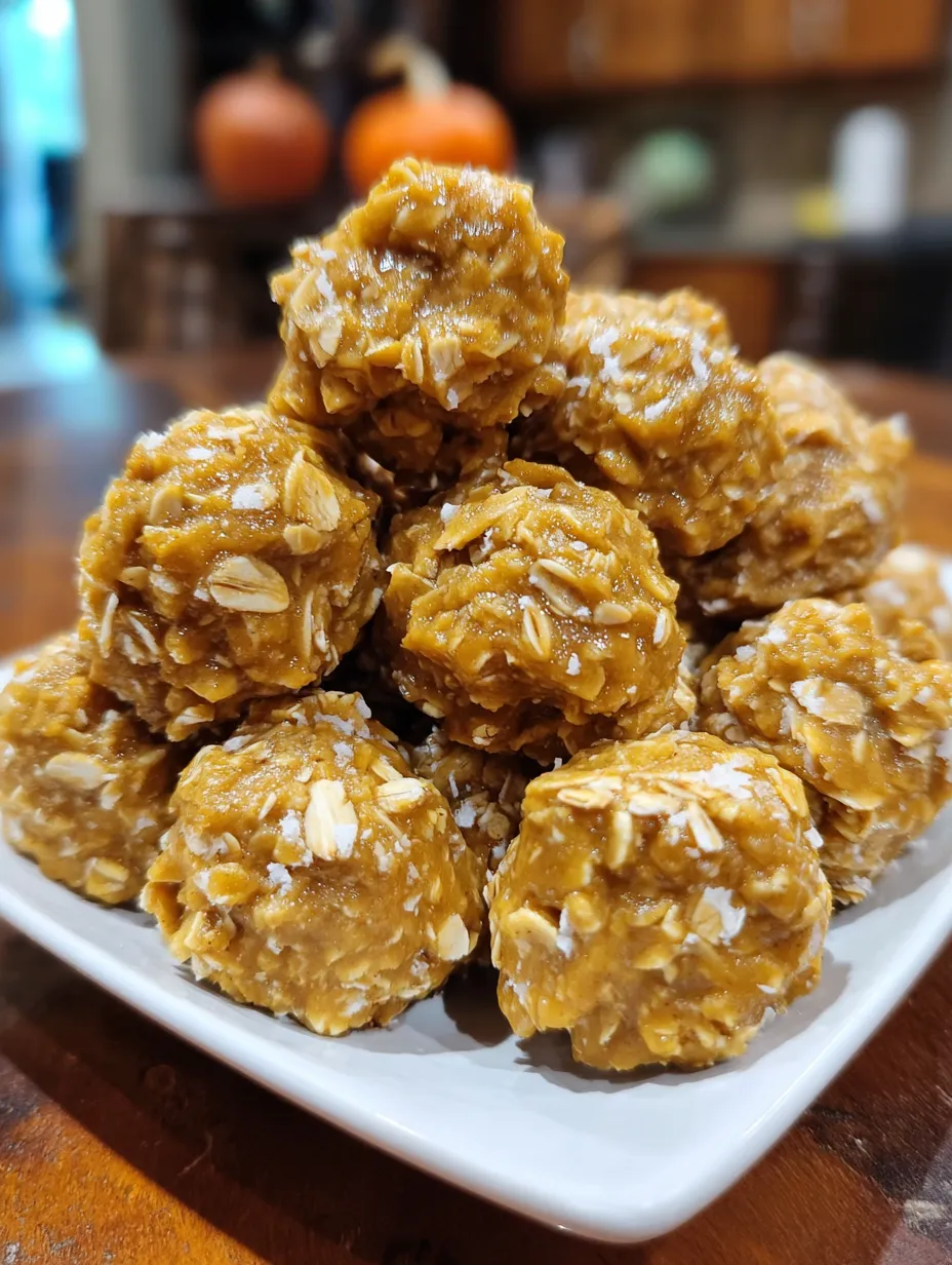 Pumpkin spice no bake cookies on a plate.