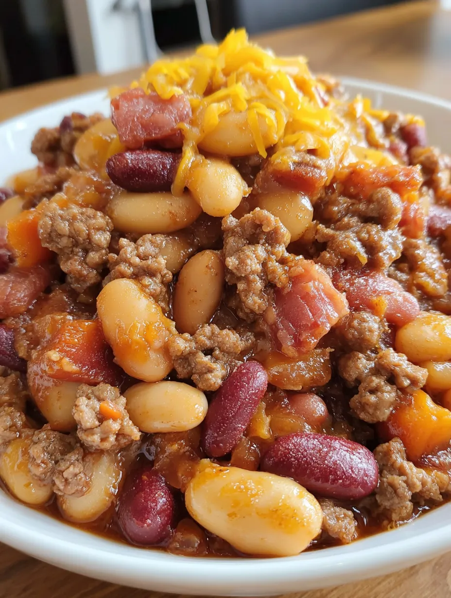 A plate of food with beans and meat.