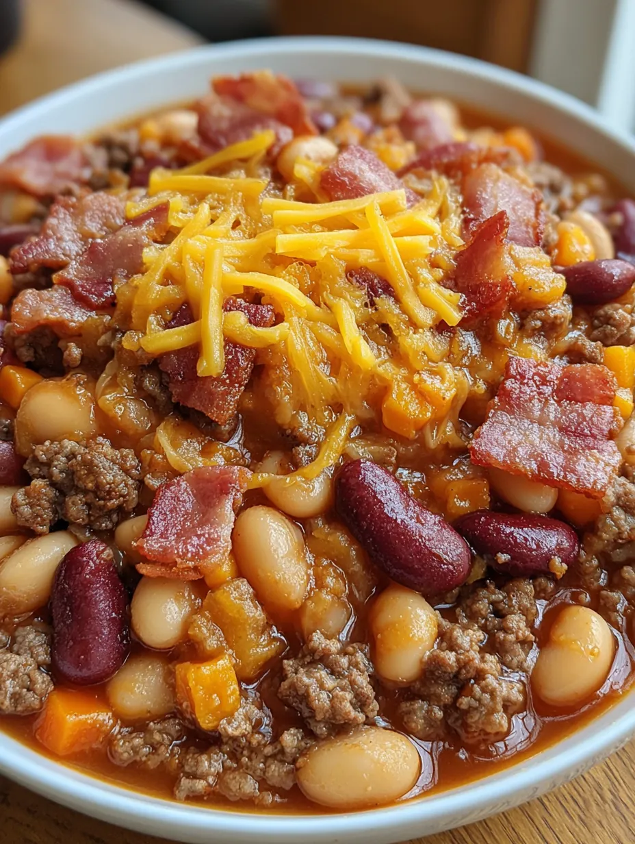 A bowl of calico bean casserole bake.