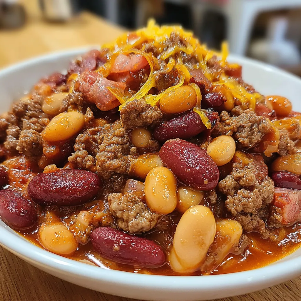 A bowl of calico bean casserole bake.