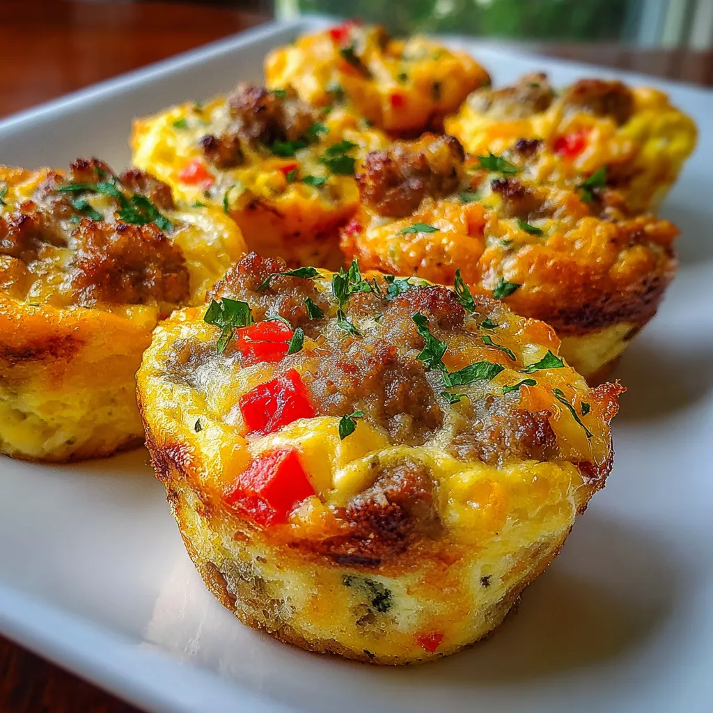 A plate of sausage and egg bites.