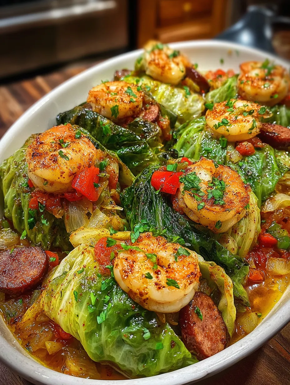 A white bowl filled with shrimp, cabbage, and other vegetables.