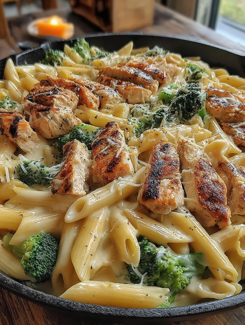 A delicious Cajun Chicken Broccoli Alfredo dish.