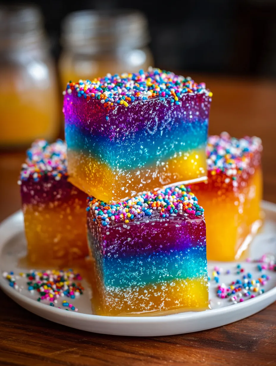A plate of colorful cake with sprinkles.