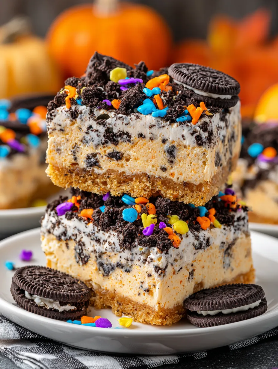Halloween Oreo Cake Bars.