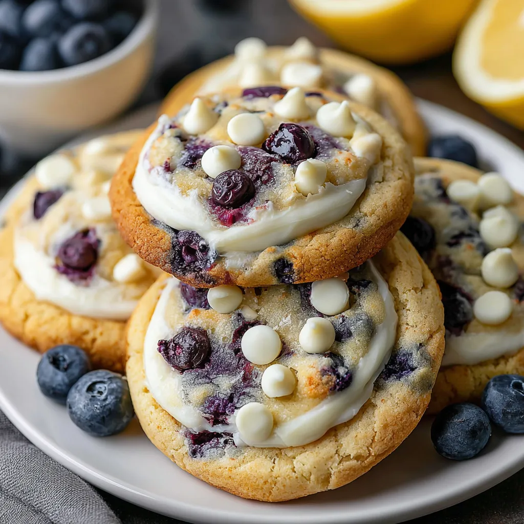 A plate of blueberry cheesecake cookies.