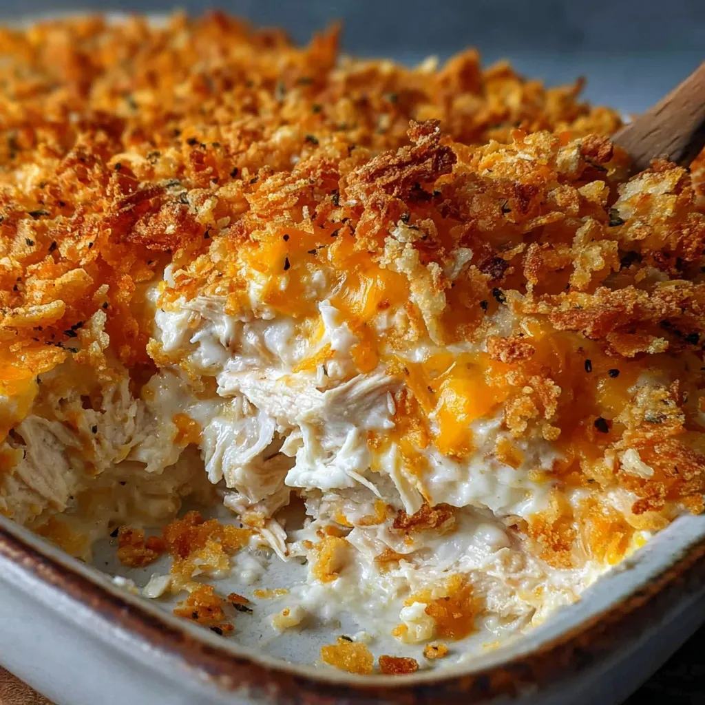 A delicious Ritz chicken and rice casserole bakes.