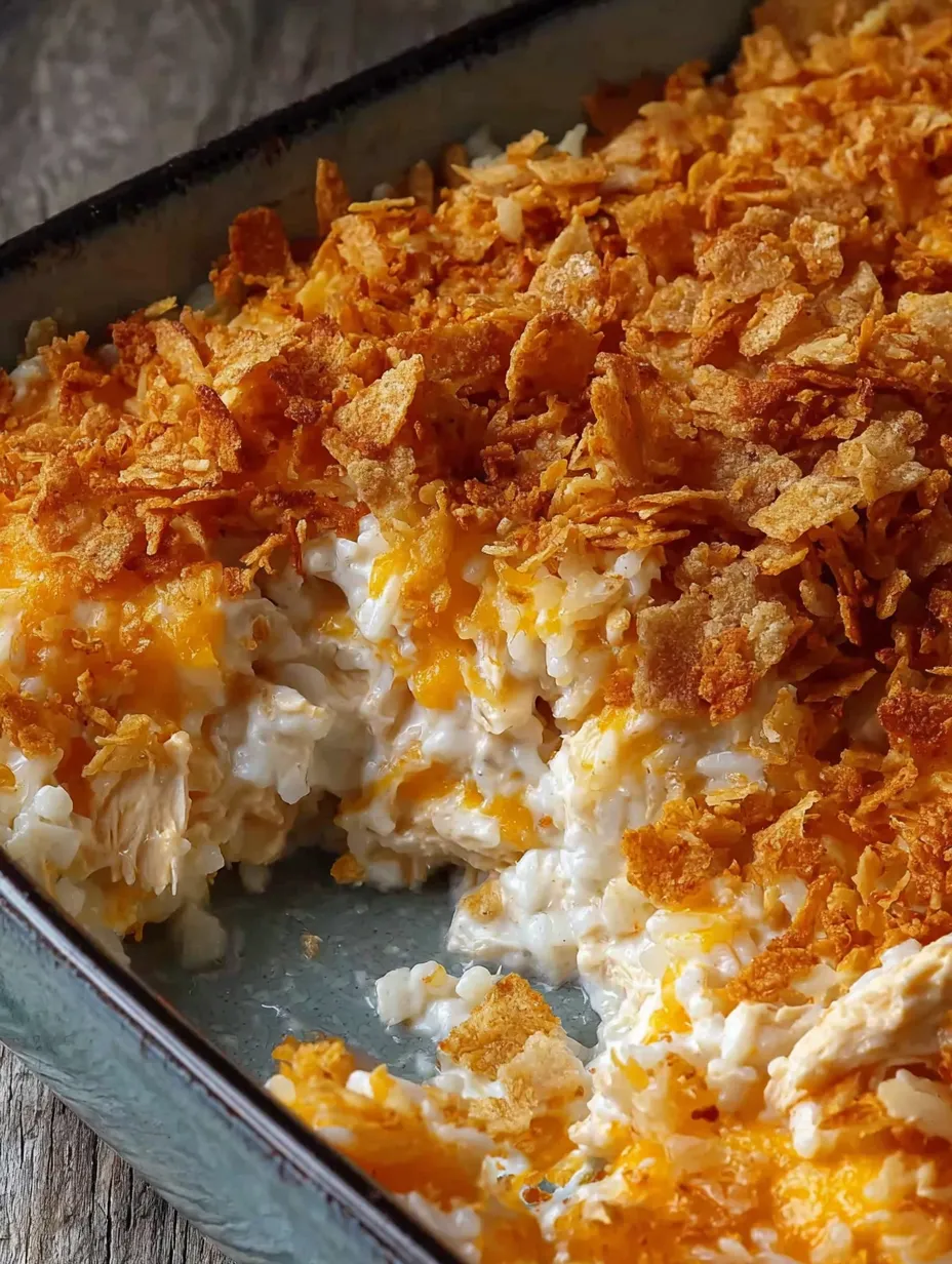 A delicious Ritz chicken and rice casserole bakes.