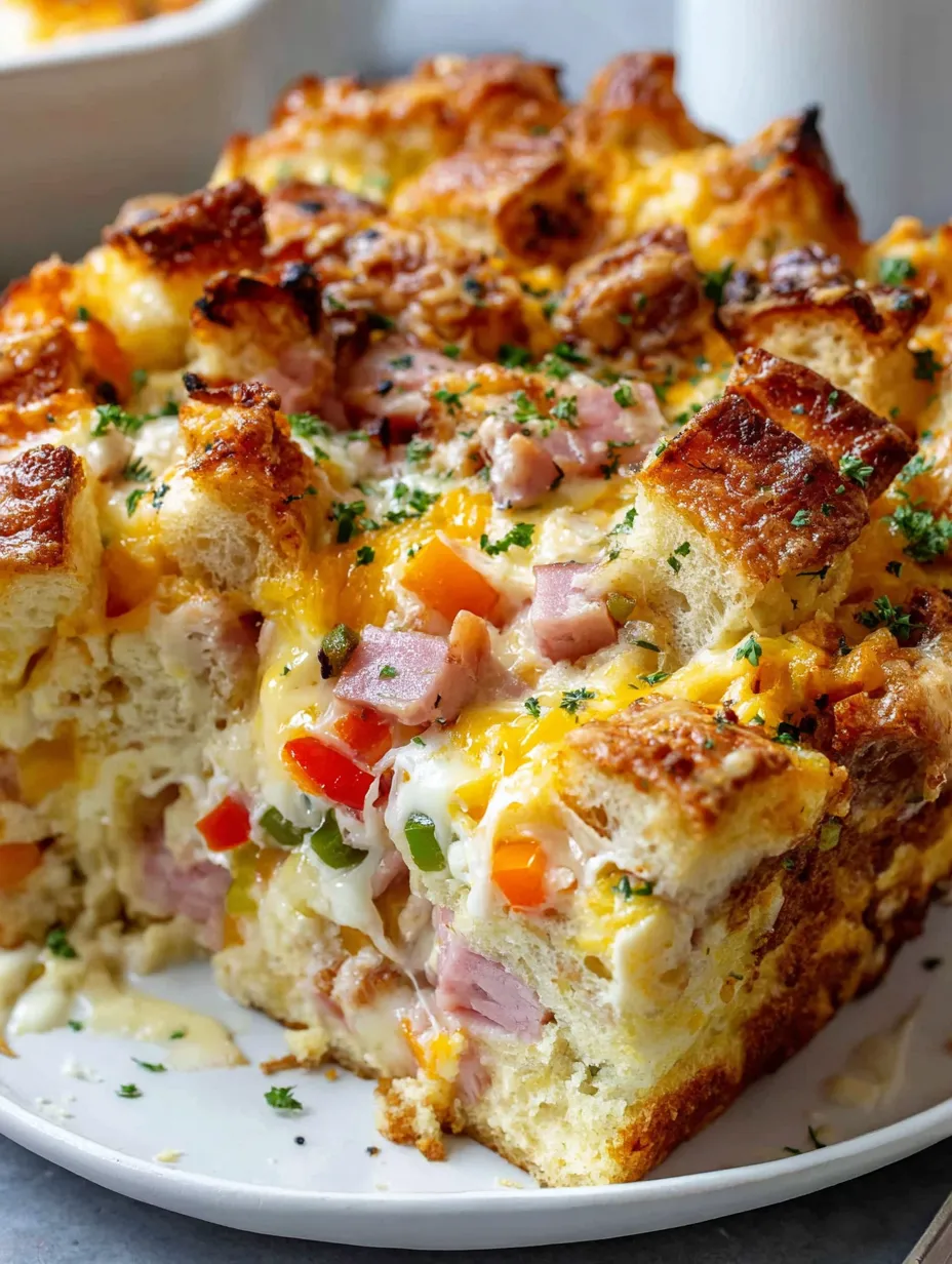 A delicious looking casserole with a variety of toppings.