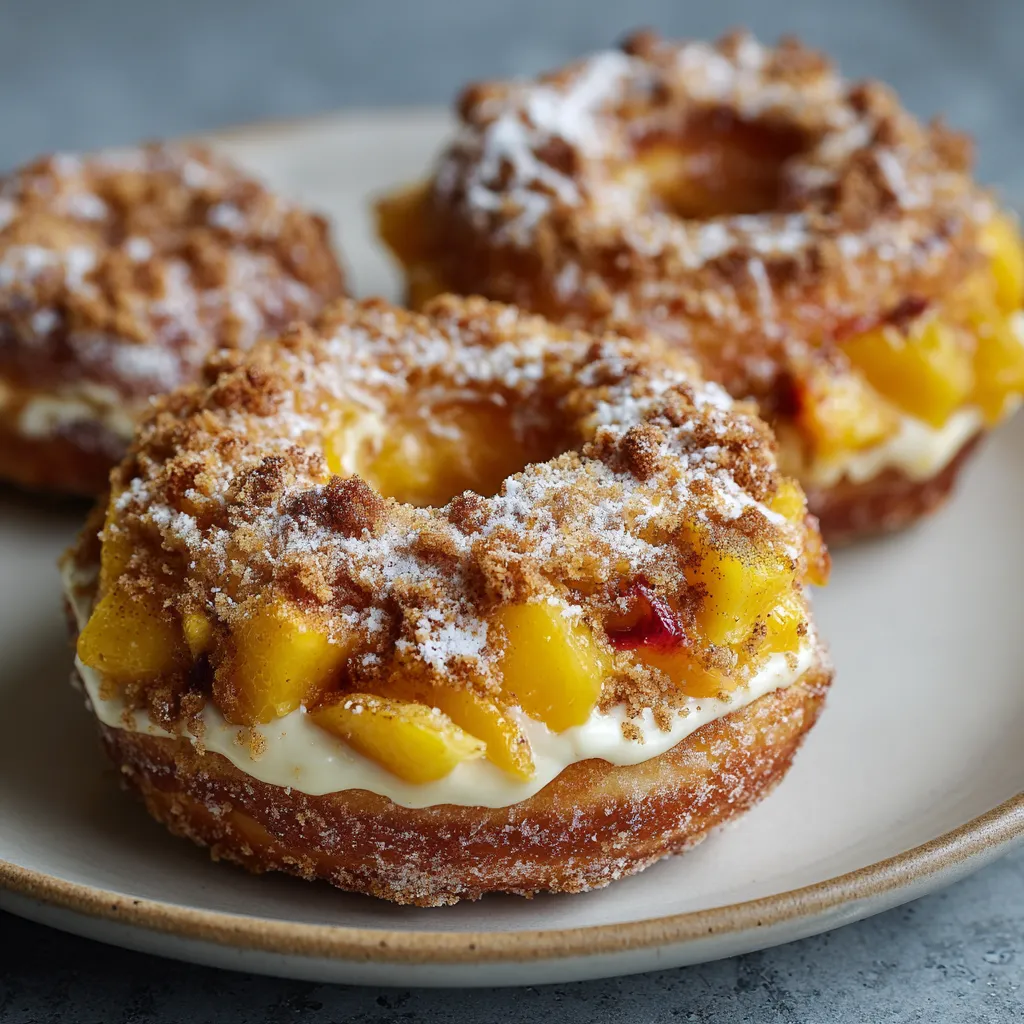 Peach Cobbler Cheesecake Donuts.
