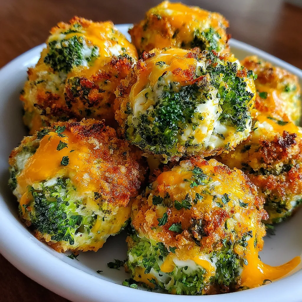 A plate of baked broccoli cheese balls.