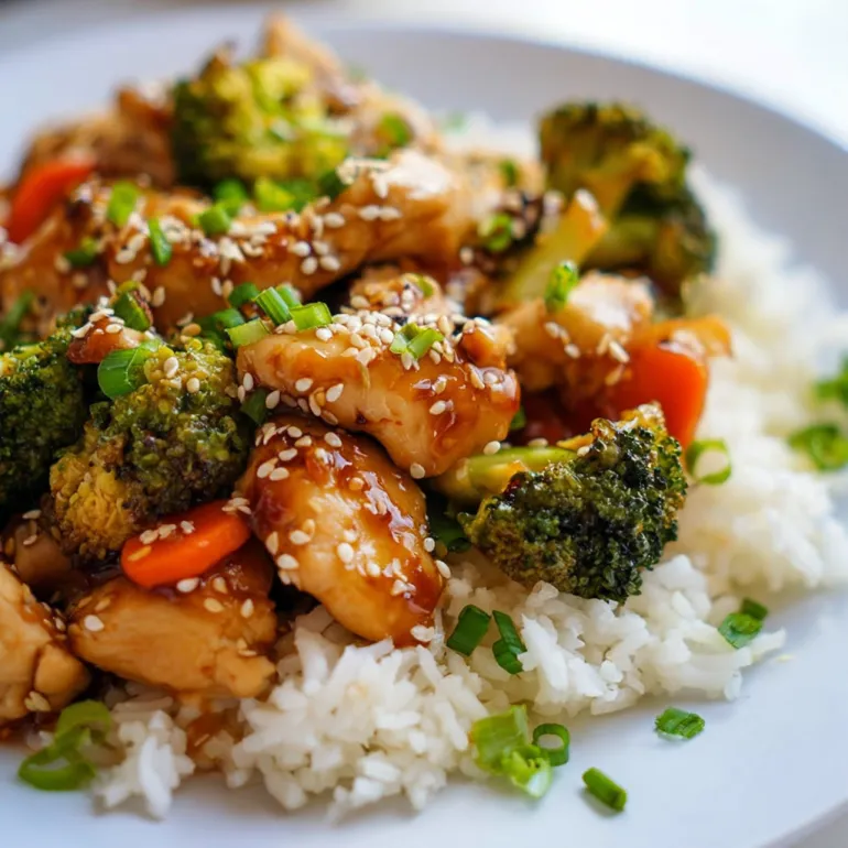 A plate of chicken with rice and broccoli.