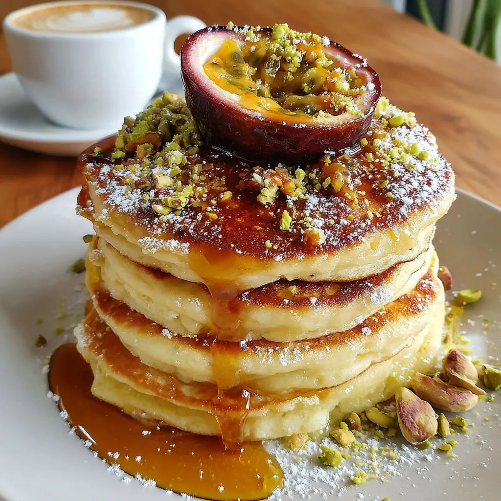 A stack of Lemon Ricotta Syrian Pancakes.