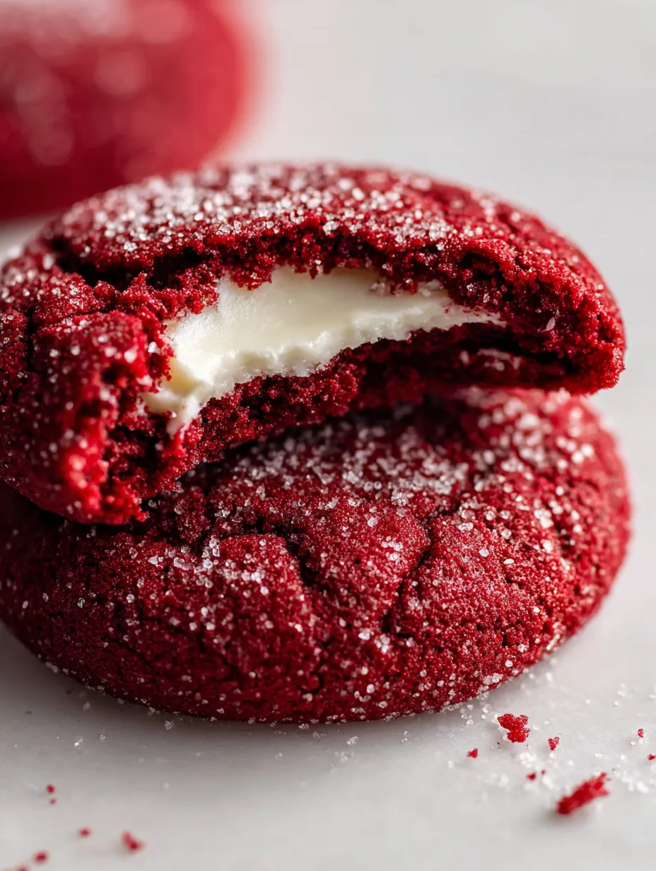 A red velvet cookie with white frosting.