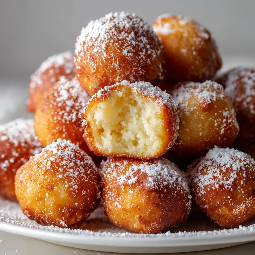 A plate of fluffy Italian donuts.