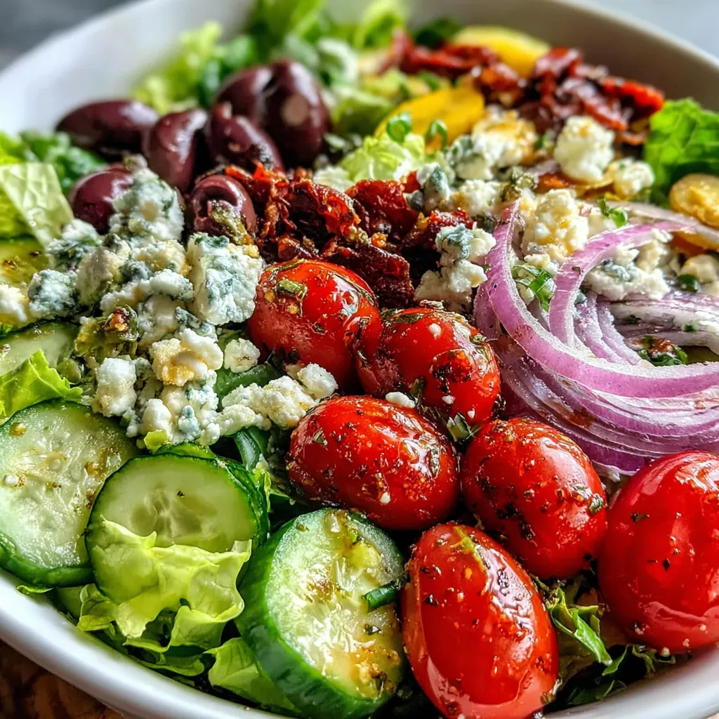 A bowl of Mediterranean green salad.